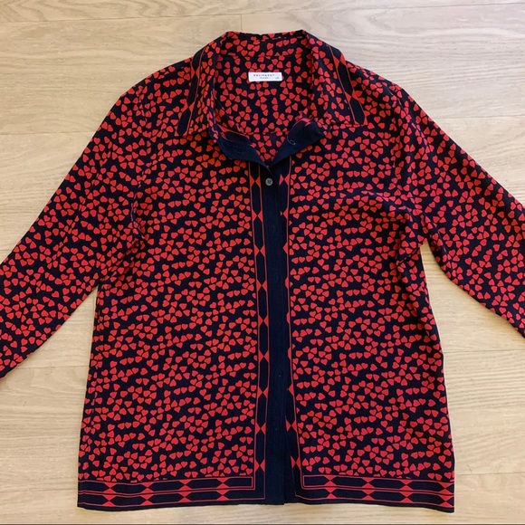 Equipment Tops - Equipment ❤️ Heart Silk Button-down Blouse Shirt L